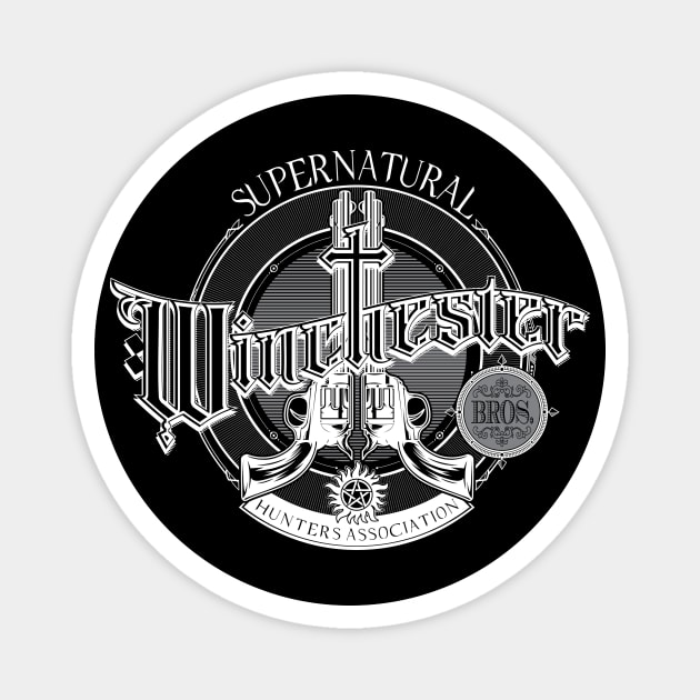 Winchesters Bros. Supernatural Hunters Association Magnet by damienmayfield.com